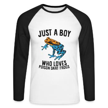 Nur ein Junge, der Gift Pfeil Frösche liebt - Unisex Baseballshirt langarm - Weiß/Schwarz - Vorne - Nik (191cm)