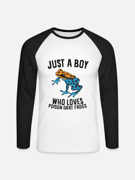 Nur ein Junge, der Gift Pfeil Frösche liebt - Unisex Baseballshirt langarm - Weiß/Schwarz