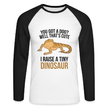 Bearded Dragon Propriétaire Bearded Dragon Reptilien - T-shirt baseball manches longues Homme - blanc/noir - Devant - Nik (191cm)