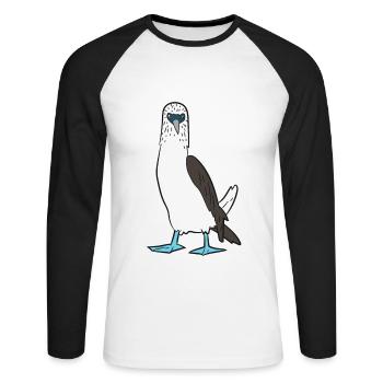Cute Blue Foot Booby Bird Dancing Blue Foot - Unisex Long Sleeve Baseball T-Shirt - white/black - Front - Nik (191cm)
