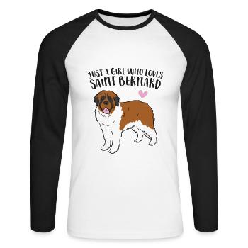 Just a Girl Who Loves Saint Bernard Dogs Funny - Unisex Long Sleeve Baseball T-Shirt - white/black - Front - Nik (191cm)