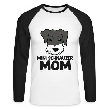 Schnauzer Mom Miniature Schnauzer Mom - Unisex Baseballshirt langarm - Weiß/Schwarz - Vorne - Nik (191cm)