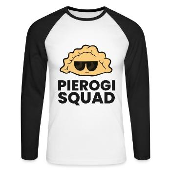 Polnischer Pierogi Liebhaber Lustiger Pierogi - Unisex Baseballshirt langarm - Weiß/Schwarz - Vorne - Nik (191cm)