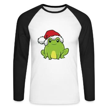 Frosch mit Weihnachtsmütze Weihnachten Frosch - Unisex Baseballshirt langarm - Weiß/Schwarz - Vorne - Nik (191cm)
