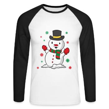 Bonhomme de neige de Noël - T-shirt baseball manches longues Homme - blanc/noir - Devant - Nik (191cm)