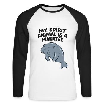 My Spirit Animal Is A Manatee Love Manatees - Unisex Long Sleeve Baseball T-Shirt - white/black - Front - Nik (191cm)