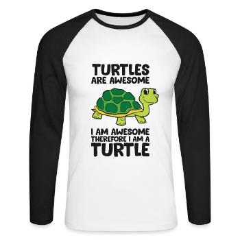 Funny Turtles Are Awesome I'm Awesome Therefore - Unisex Long Sleeve Baseball T-Shirt - white/black - Front - Nik (191cm)