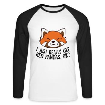 I Just Really Like Red Pandas, Ok? Cute Red Panda - Unisex Long Sleeve Baseball T-Shirt - white/black - Front - Nik (191cm)