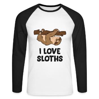 I Love Sloths Kids Sloths Napping Sloth Relaxing - Unisex Long Sleeve Baseball T-Shirt - white/black - Front - Nik (191cm)