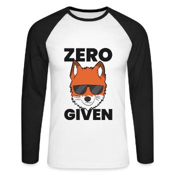 Zero Fox Given Funny No Fox Given Love Foxes - Unisex Long Sleeve Baseball T-Shirt - white/black - Front - Nik (191cm)