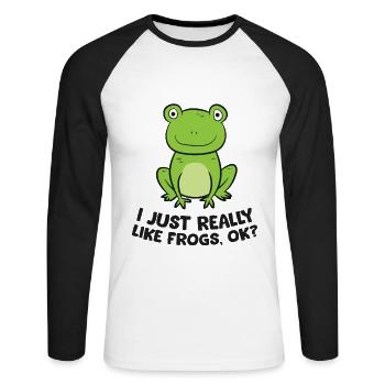 I Just Really Like Frogs Ok? Cute Frogs - Unisex Long Sleeve Baseball T-Shirt - white/black - Front - Nik (191cm)