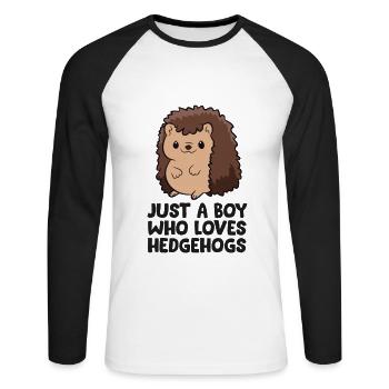 Just a Boy Who Loves Hedgehogs Kids Hedgehog Boy - T-shirt baseball manches longues Homme - blanc/noir - Devant - Nik (191cm)