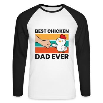 Poulet Papa Meilleur Poulet Papa Ever Poulets - T-shirt baseball manches longues Homme - blanc/noir - Devant - Nik (191cm)