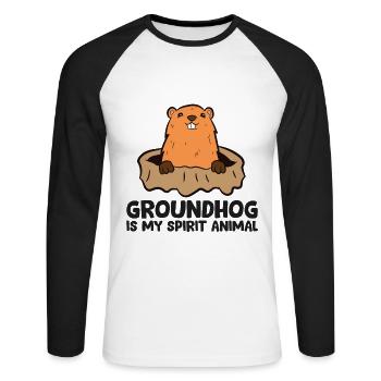 Lustige Murmeltier-Liebhaber Murmeltier ist mein - Unisex Baseballshirt langarm - Weiß/Schwarz - Vorne - Nik (191cm)
