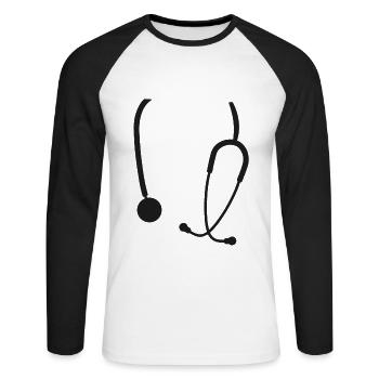 Stethoskop Lustiger Arzt Kostüm Krankenschwester - Unisex Baseballshirt langarm - Weiß/Schwarz - Vorne - Nik (191cm)