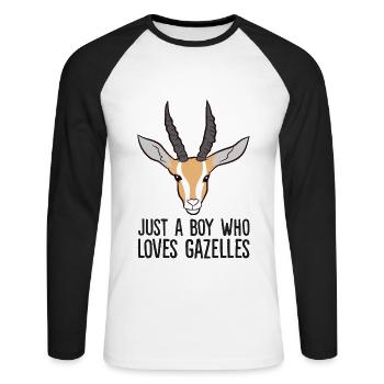 Un garçon qui aime les gazelles - T-shirt baseball manches longues Homme - blanc/noir - Devant - Nik (191cm)