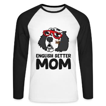 English Setter Mama Lustiger English Setter - T-shirt baseball manches longues Homme - blanc/noir - Devant - Nik (191cm)