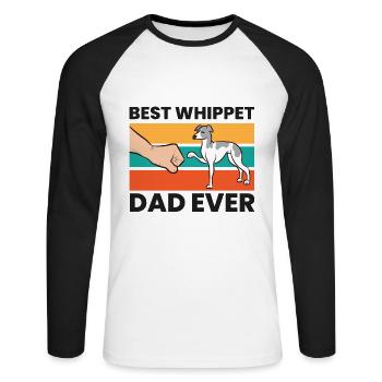 Liebe Whippets Bester Whippet-Papa aller Zeiten - Unisex Baseballshirt langarm - Weiß/Schwarz - Vorne - Nik (191cm)