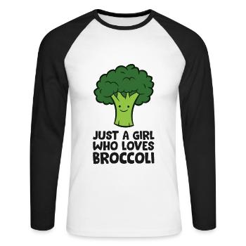 Just a Girl Who Loves Broccoli - Unisex Long Sleeve Baseball T-Shirt - white/black - Front - Nik (191cm)