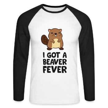 Funny Beaver Lover I Got A Beaver Fever - Unisex Long Sleeve Baseball T-Shirt - white/black - Front - Nik (191cm)