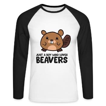 Just a Boy Who Loves Beavers - Unisex Long Sleeve Baseball T-Shirt - white/black - Front - Nik (191cm)
