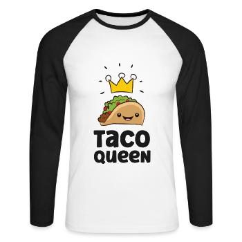 Taco Queen Funny Taco - Unisex Long Sleeve Baseball T-Shirt - white/black - Front - Nik (191cm)