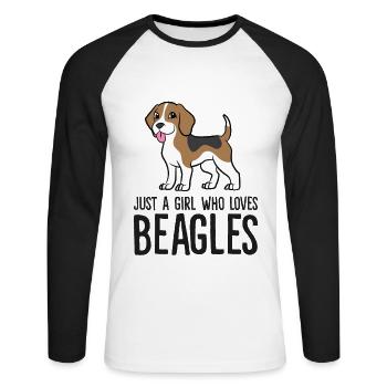 Juste une fille qui aime les beagles - T-shirt baseball manches longues Homme - blanc/noir - Devant - Nik (191cm)