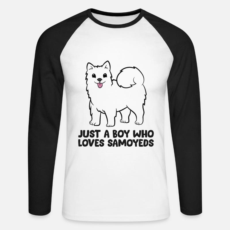 Samojeden-Hundehalter Nur ein Junge, der - Unisex Baseballshirt langarm - Weiß/Schwarz