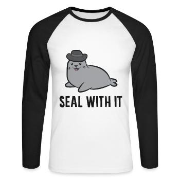 Seal With It Cute Seal - Unisex Long Sleeve Baseball T-Shirt - white/black - Front - Nik (191cm)