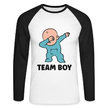 Team Boy Gender Reveal - Unisex Long Sleeve Baseball T-Shirt - white/black - Front - Nik (191cm)
