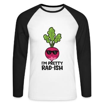 Je suis assez Radis Radis Légumes Amour Radis - T-shirt baseball manches longues Homme - blanc/noir - Devant - Nik (191cm)