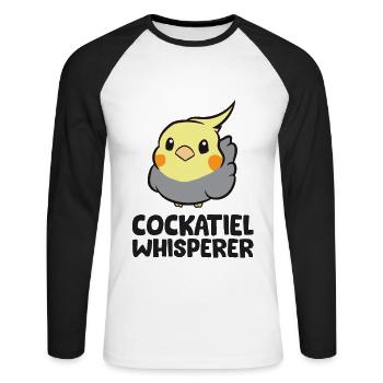 Lustiger Nymphensittich Nur ein Mädchen, das - Unisex Baseballshirt langarm - Weiß/Schwarz - Vorne - Nik (191cm)