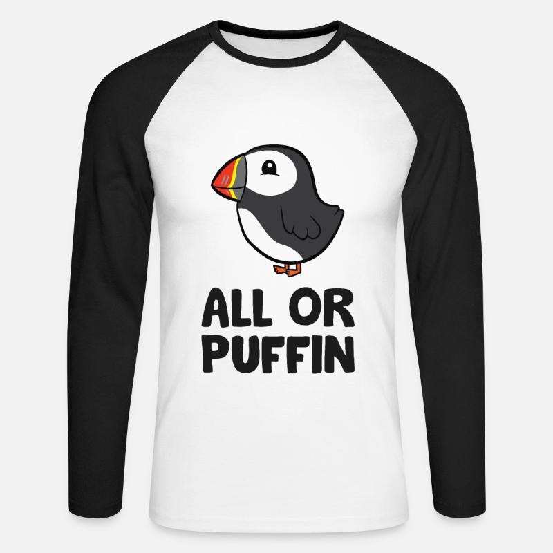 Alles oder Papageientaucher Lustige - Unisex Baseballshirt langarm - Weiß/Schwarz