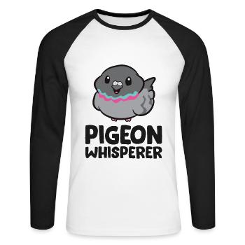 Funny pigeon lovers pigeon whisperers - Unisex Long Sleeve Baseball T-Shirt - white/black - Front - Nik (191cm)