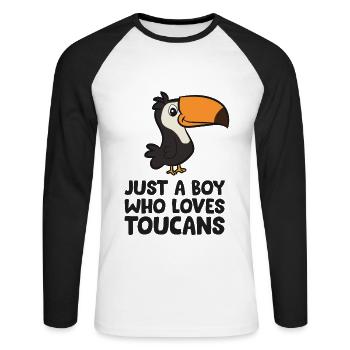 Seul un garçon qui aime les toucans Cuter - T-shirt baseball manches longues Homme - blanc/noir - Devant - Nik (191cm)