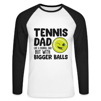 Papa tennis comme un papa normal, mais avec - T-shirt baseball manches longues Homme - blanc/noir - Devant - Nik (191cm)