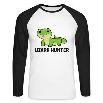 Lizard Hunter Reptile Geckos Lizard - Unisex Long Sleeve Baseball T-Shirt - white/black - Front - Nik (191cm)
