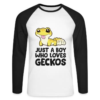 Nur ein Junge, der Geckos liebt Niedlicher - Unisex Baseballshirt langarm - Weiß/Schwarz - Vorne - Nik (191cm)