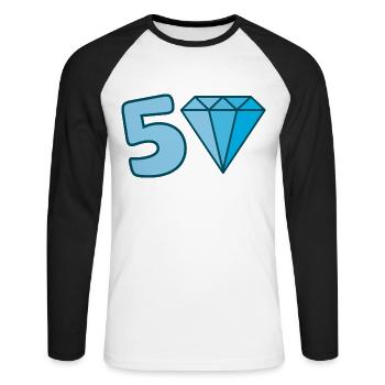 50th Birthday Diamant - Unisex Long Sleeve Baseball T-Shirt - white/black - Front - Nik (191cm)