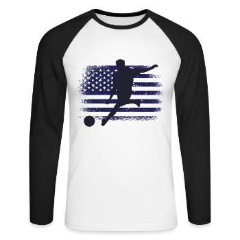 USA Soccer Jersey Drapeau américain - T-shirt baseball manches longues Homme - blanc/noir - Devant - Nik (191cm)