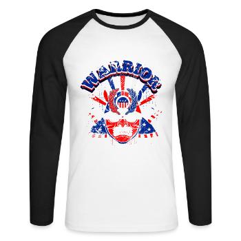 A Beautiful Samurai Warrior with US Flag Design - Unisex Long Sleeve Baseball T-Shirt - white/black - Front - Nik (191cm)