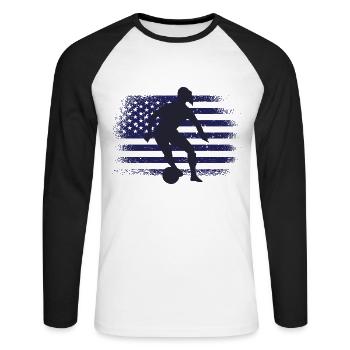 USA Soccer Fan Jersey Shirt American Flag - Unisex Long Sleeve Baseball T-Shirt - white/black - Front - Nik (191cm)