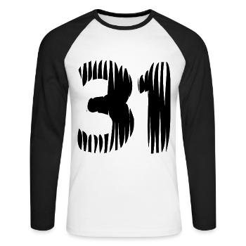 31 Zahl Trikot - Unisex Baseballshirt langarm - Weiß/Schwarz - Vorne - Nik (191cm)