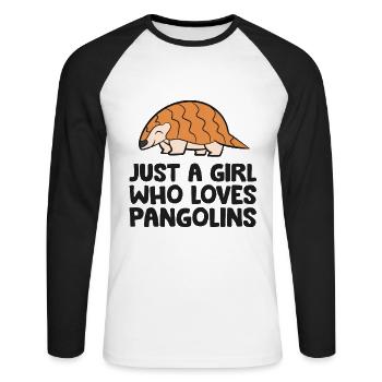Juste une fille qui aime les pangolins - T-shirt baseball manches longues Homme - blanc/noir - Devant - Nik (191cm)