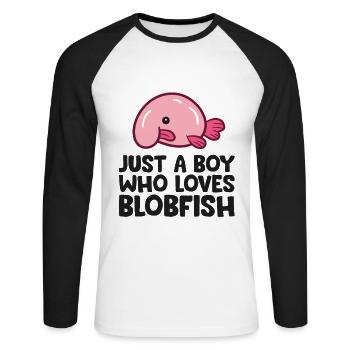 Juste un garçon qui aime les blobfish - T-shirt baseball manches longues Homme - blanc/noir - Devant - Nik (191cm)