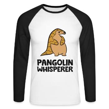 Pangolin Whisperer Mammal Cute Pangolin - Unisex Long Sleeve Baseball T-Shirt - white/black - Front - Nik (191cm)