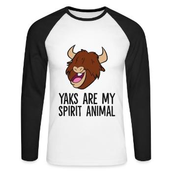 Les yaks sont mon animal d’âme Sweet Yak - T-shirt baseball manches longues Homme - blanc/noir - Devant - Nik (191cm)