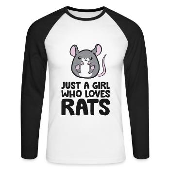Juste une fille qui aime les rats drôles de rats propriétaire fille - T-shirt baseball manches longues Homme - blanc/noir - Devant - Nik (191cm)