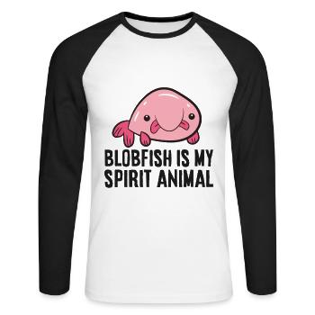 Drôle Blobfish Sea Creature Blobfish est mon - T-shirt baseball manches longues Homme - blanc/noir - Devant - Nik (191cm)