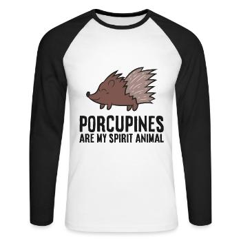 Les porcs-épics sont mon animal spirituel mignon porc-épic - T-shirt baseball manches longues Homme - blanc/noir - Devant - Nik (191cm)